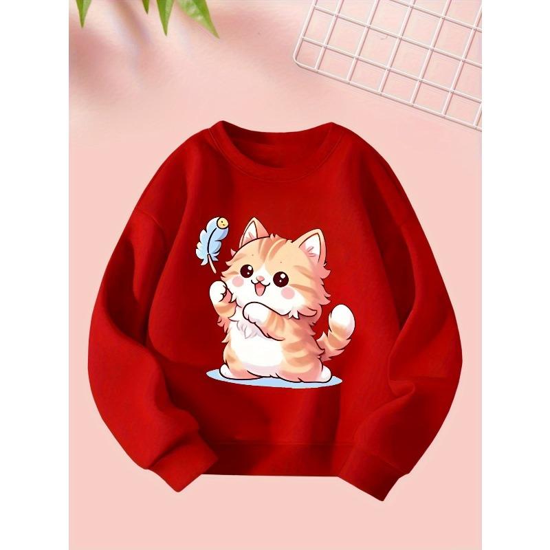 Girls' Sweatshirt Girls' Round Neck Sweatshirt