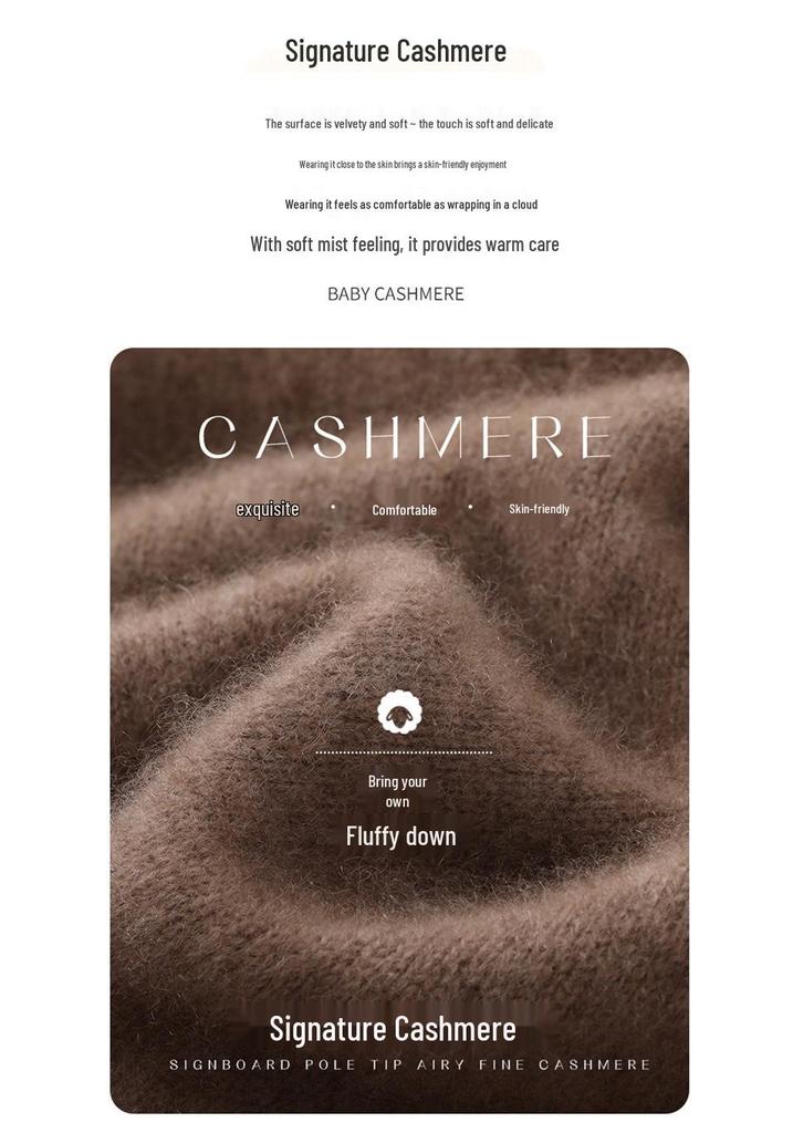 Women's Fashionable Autumn/Winter Cashmere Sweater: Round Neck, Double Strand, Thickened Knit Base Layer Outerwear.