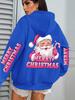 Merry Christmas Pink Santa Printed Sweater Women'S Pocket Hooded Sweater Autumn Winter Hoodie