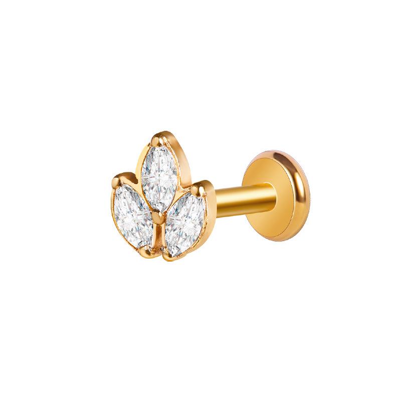 Titanium Diamond & Zircon Inlaid Lip, Ear & Tongue Stud G23 Piercing Jewelry 1.2*8 mm