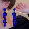 Elegant Petal Long Dangle Earrings 1 Pair Matte Satin Finish Non-Irritating for Bridal Wedding Prom Party Gift