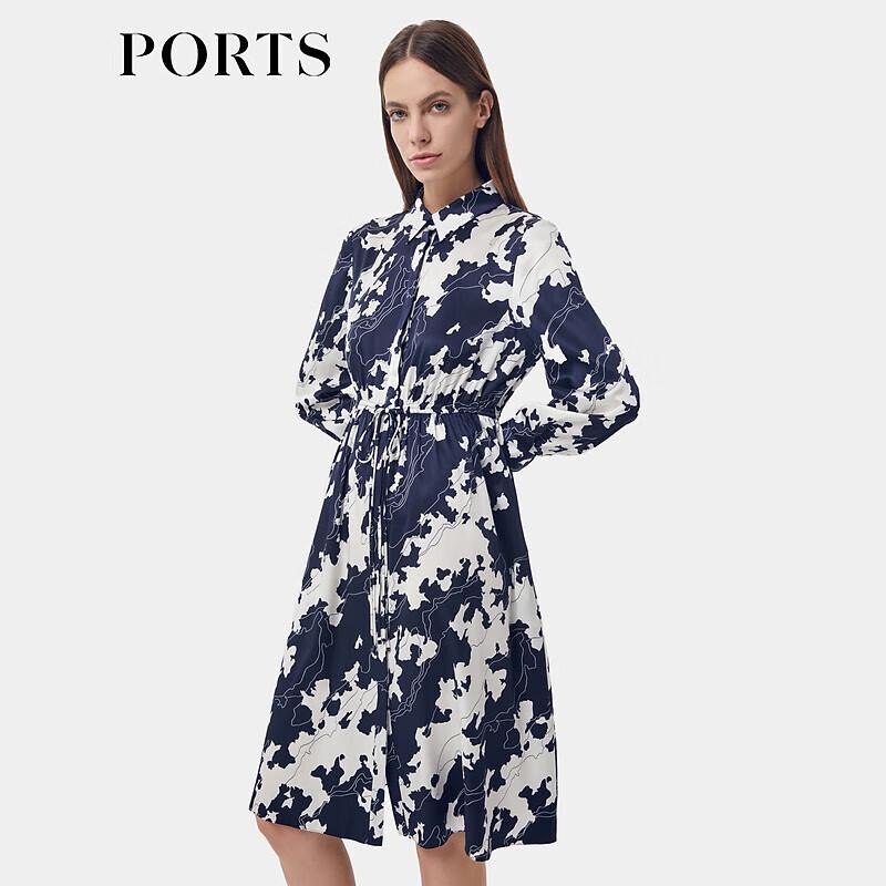 

PORTS 2025 Early Spring Printed Silk Blend Shirt Dress L