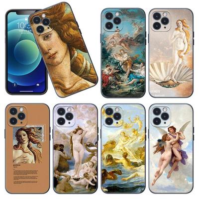 Husă cu pictură artistică The-Birth-Of-Venus pentru Apple iPhone 12 13 Mini 11 Pro Max XR X XS MAX 8 7 6S 6 Plus SE 5S 5 2020 Husă neagră