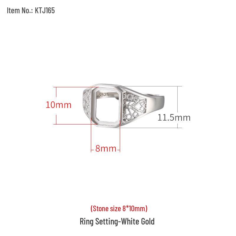 

S925 Sterling Silver Adjustable Ring with Amber or Turquoise Inlays (6*14) Adjustable Opening