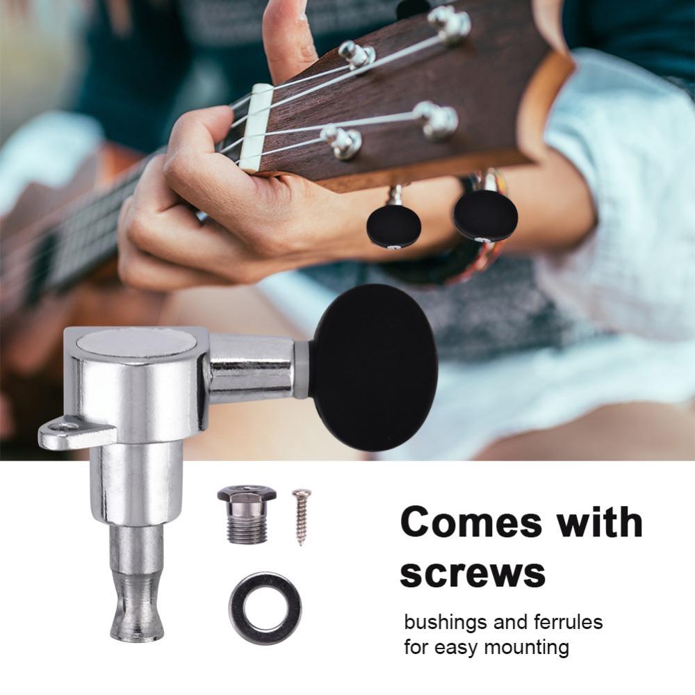 Silver Black Color Ukulele Machine Heads 2L2R Configuration Locking Tuners Set  For Ukulele