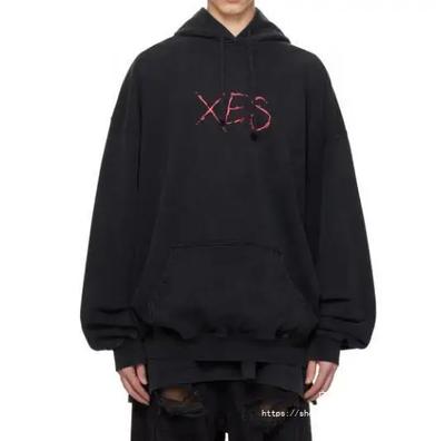 VTM Wash Do Old Letters Retro High Street Stereo Hoodie Men and Women Couples Loose OS Hoodie Trend