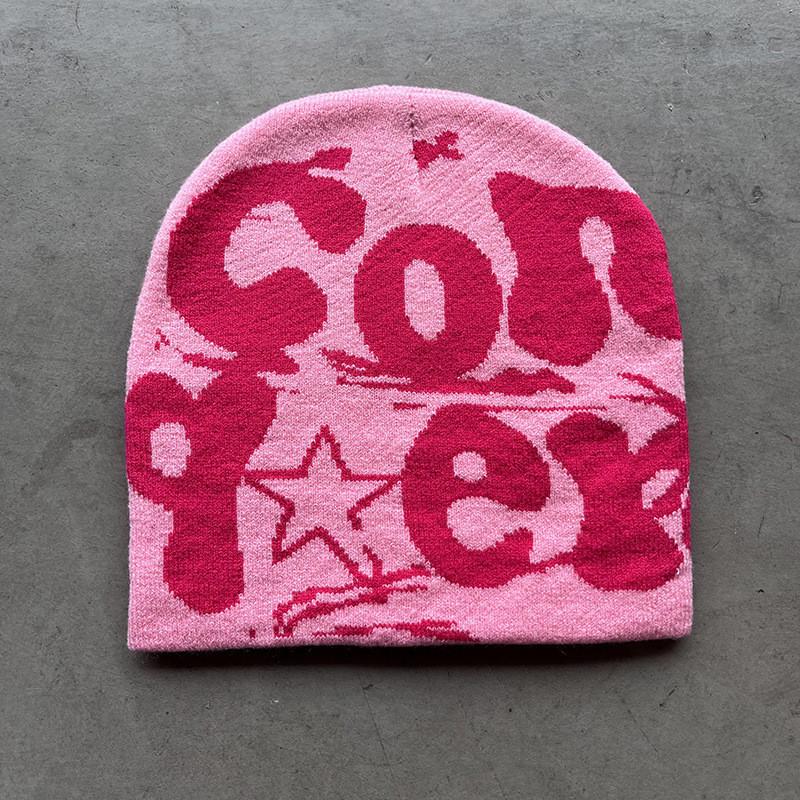 

Knit Hat For Women Men With Letter Design Warm Winter Fashion Accessory Pink