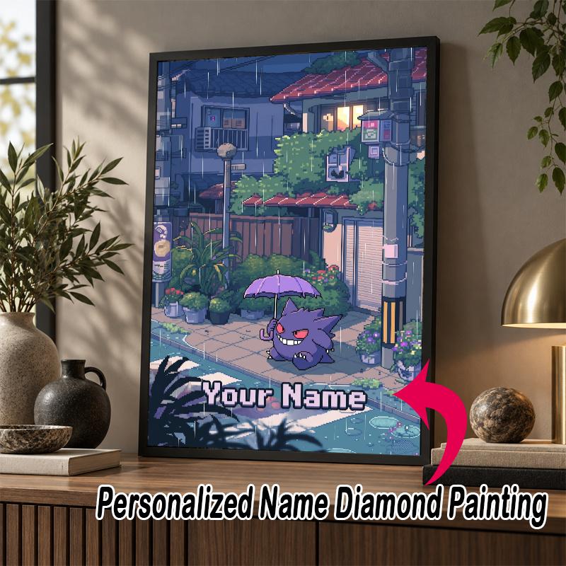 Personalized Gengar Diamond Art Custom Name 5D Diamond Painting Full Drill DIY Craft