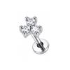 Stainless Steel Lip Ring Threaded Leaf Piercing Jewelry Micro Paved Zircon Minimalist Design