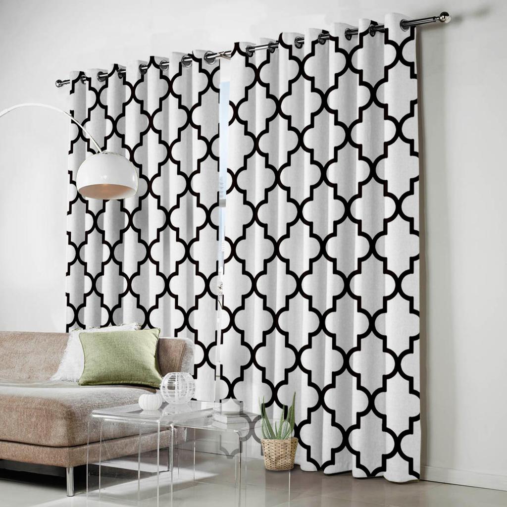 Perdele clasice, alb și negru, geometice, perdeluri prismatice moderne, perdele pentru living, obiecte decorative pentru living