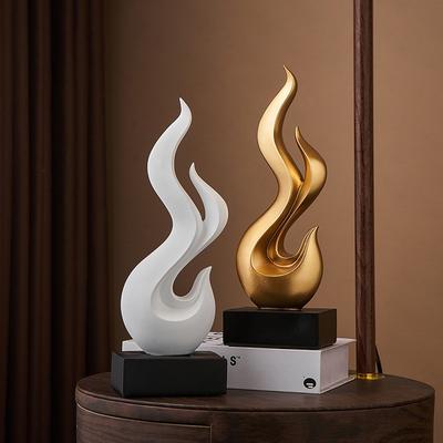Resin Flame Sculpture Decorative Art Piece Living Room Bedroom Home Decor Modern Minimalist Gift