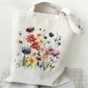 Shoulder Bag Wildflowers Canvas Tote Bag Women Daisy Rose Lavender Shopping Bag Student Plant Style Female Reusable Handbags