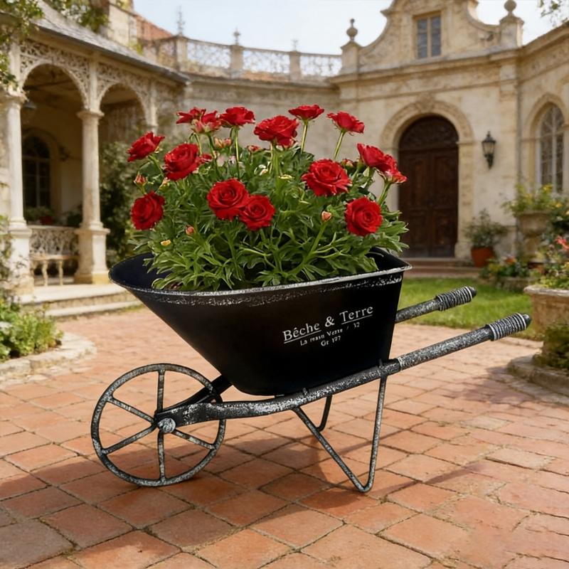 Antique Iron Metal Flowerpot Weather Resistant Iron Planter Flower Container For Balcony Garden Indoor and Outdoor Use