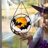 Stained Enamel and Metal Bat Moon Ghost Suncatcher Window Panel Wall Hanging Ornaments Halloween Horror Home Decorations