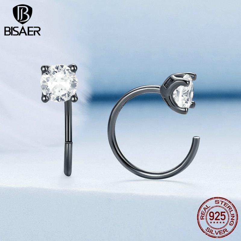 Bisaer CZ-Ohrstecker, 925er Sterlingsilber, vergoldet, runde Zirkonia, hypoallergen, 4 Farben