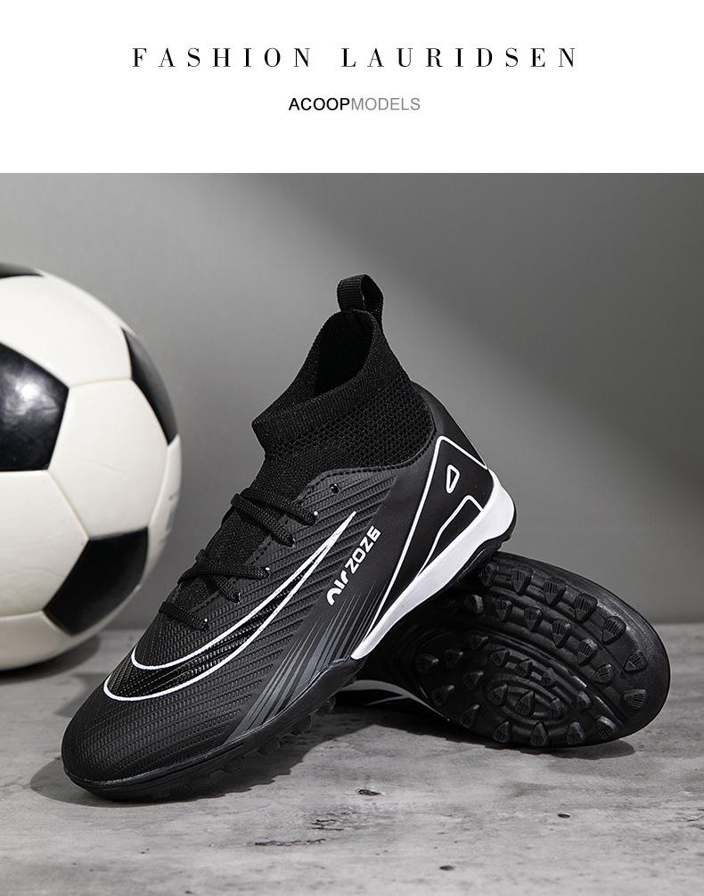 Unisex Fly-Knit Sock Football Shoes for Kids and Adults - High-Top TF Training Sneakers