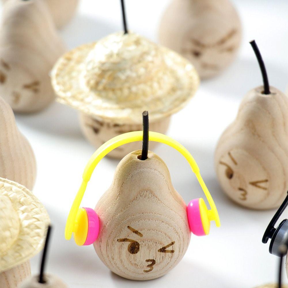 2pcs Handmade Artificial Pear Sculpture Cute Perfume Diffuser Wood Pear Statue Desktop Decoration