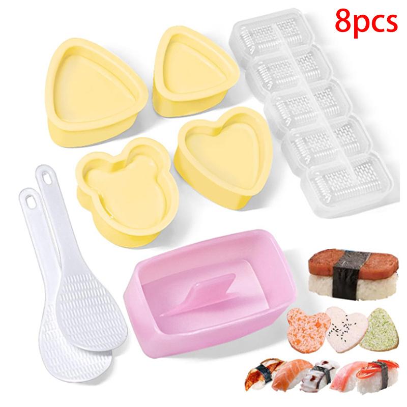 

Onigiri Mold Home Kitchen Food Utensils For Kitchen 8Pcs Kit Sushi Press Convenient Diy Bento Accessories Rice Balls 1set