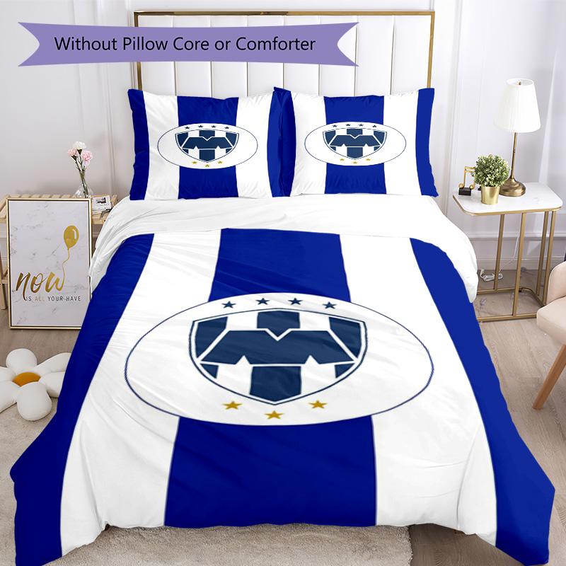 C.F.Monterrey Football Crest Art Printed Pattern Duvet Cover Set – includes 1 duvet cover and 2 matching pillowcases Bedroom decor Christmas gifts