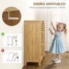 Bamboo Slatted Shoe Storage Cabinet, 2 Doors, Shelves, Open Compartments, 100x33x86cm, Natural