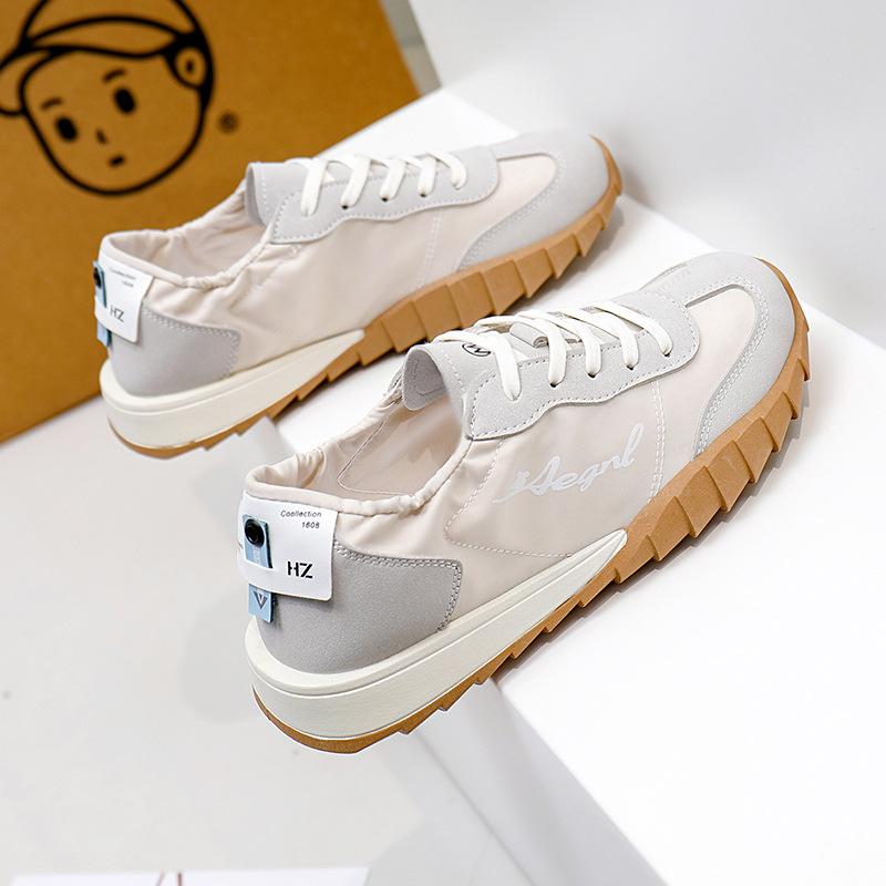 INS White Shoes for Students Korean Style Women's Fashionable  Summer New Platform Height Increasing Breathable Casual Shoes Street Shooting Cq150