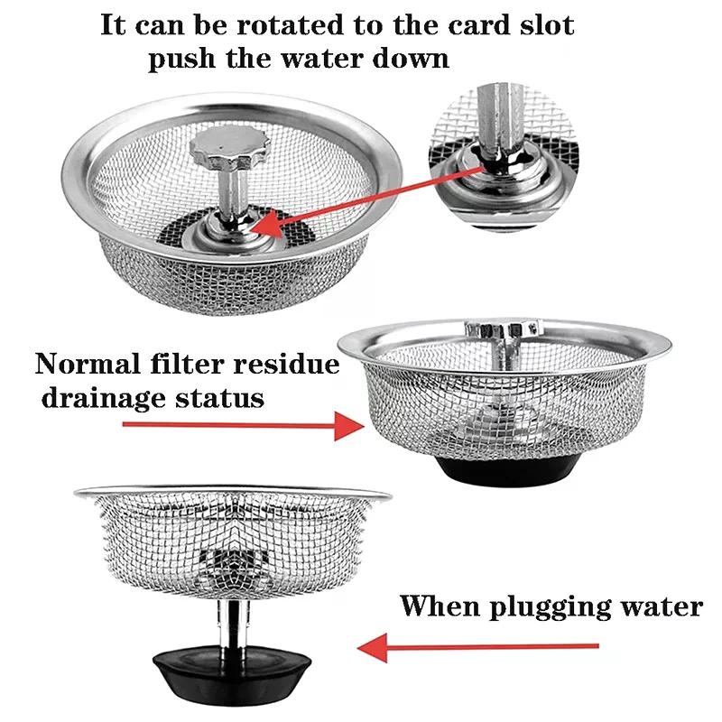Filtru pentru chiuveta de bucătărie din oțel inoxidabil Chiuvetă cu plasă Filtru de canalizare Scurgeri de pardoseală pentru baie Filtru pentru orificiul de scurgere a deșeurilor