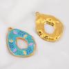 2pcs Stainless Steel Pendants Gold Plated Multicolor Flower Pattern Natural Scenery Printed Charm for DY Necklace Jewelry Making