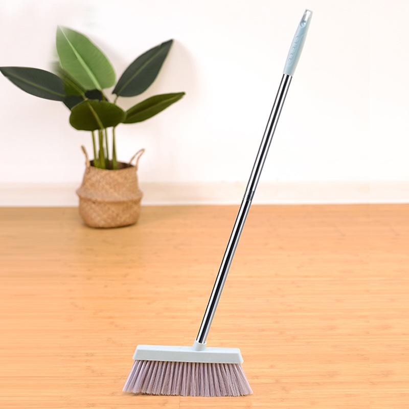 Household Broom & Dustpan Set with Soft Bristles and Non-Stick Squeegee