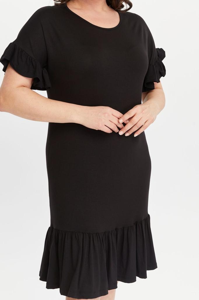 Women's Big Size Dress Plus Size Armband Skirt Ruffle Viscose Dress