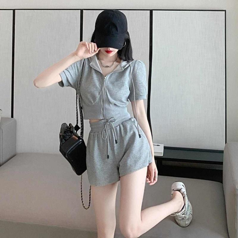 Athleisure Suit for Women Summer Korean Style Loose Fashion Student Short-sleeved Shorts Two-piece Set