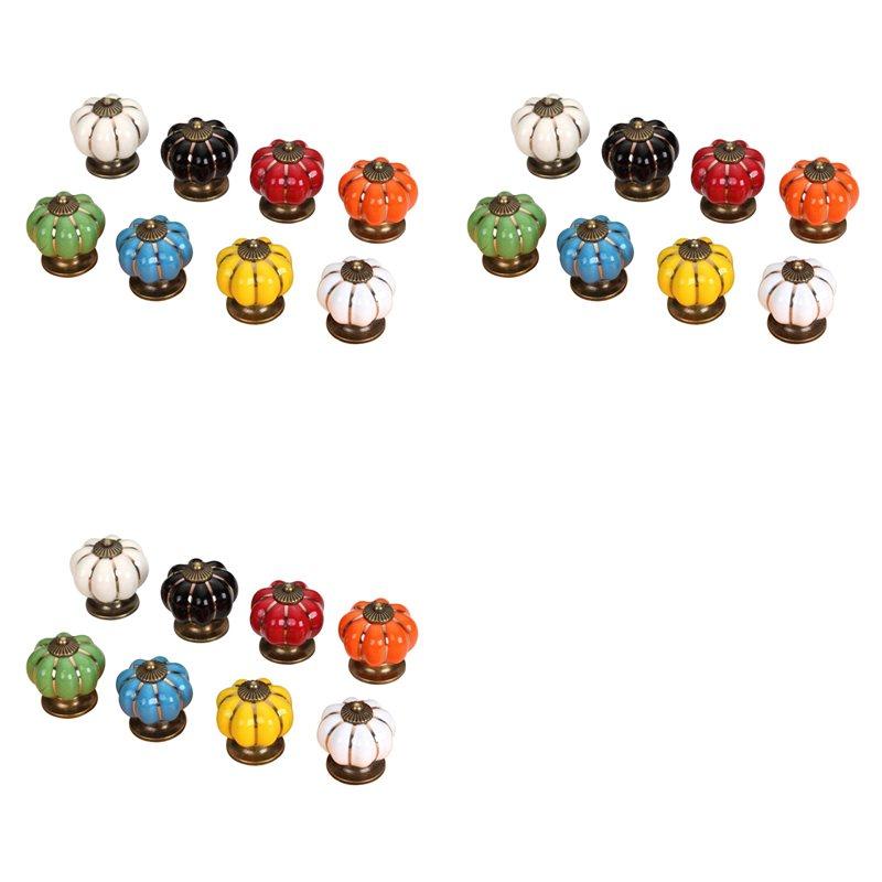 Premium-24Pcs Pumpkin Handles 38Mm Drawer Knobs Cupboard Door Handles Single Hole Cabinet Handles