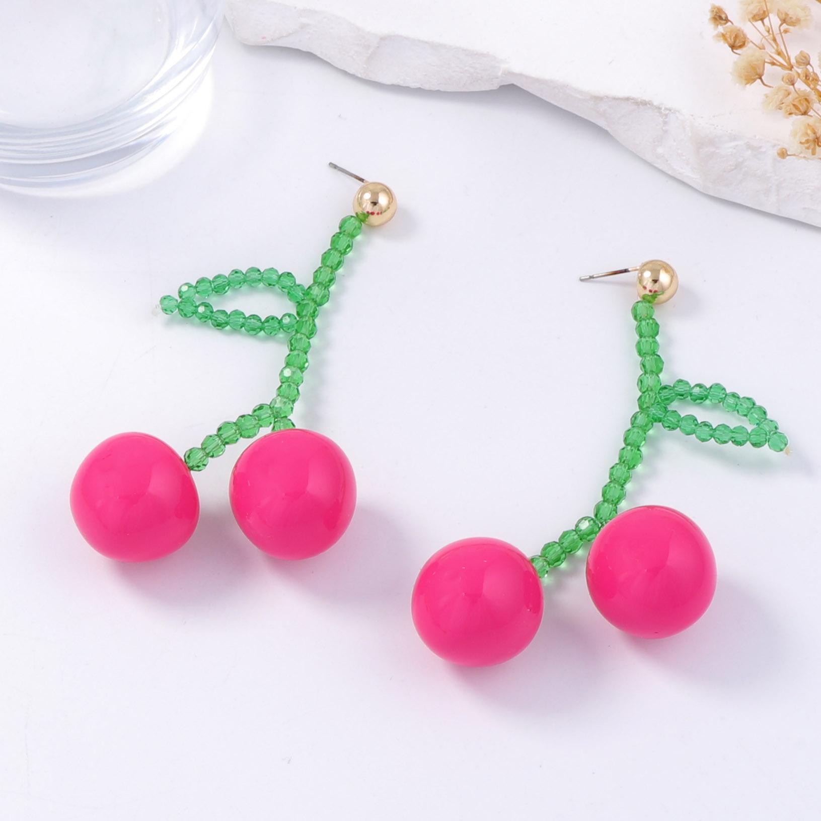 Милые и очаровательные маленькие свежие серьги-вишенки ручной работы с бусинами, летние богемные серьги с подвесками-фруктами для женщин