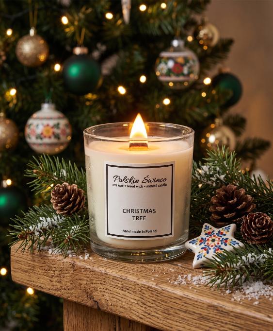 soy candle with wooden wick + CHRISTMAS TREE