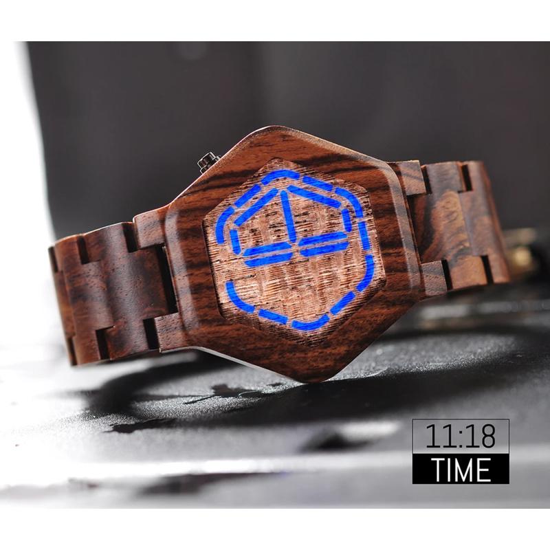 Man Watch LED Wood Men's Watches Digital Watch For Men Calendar Quartz Wristwatch Wooden Timepieces Personalized