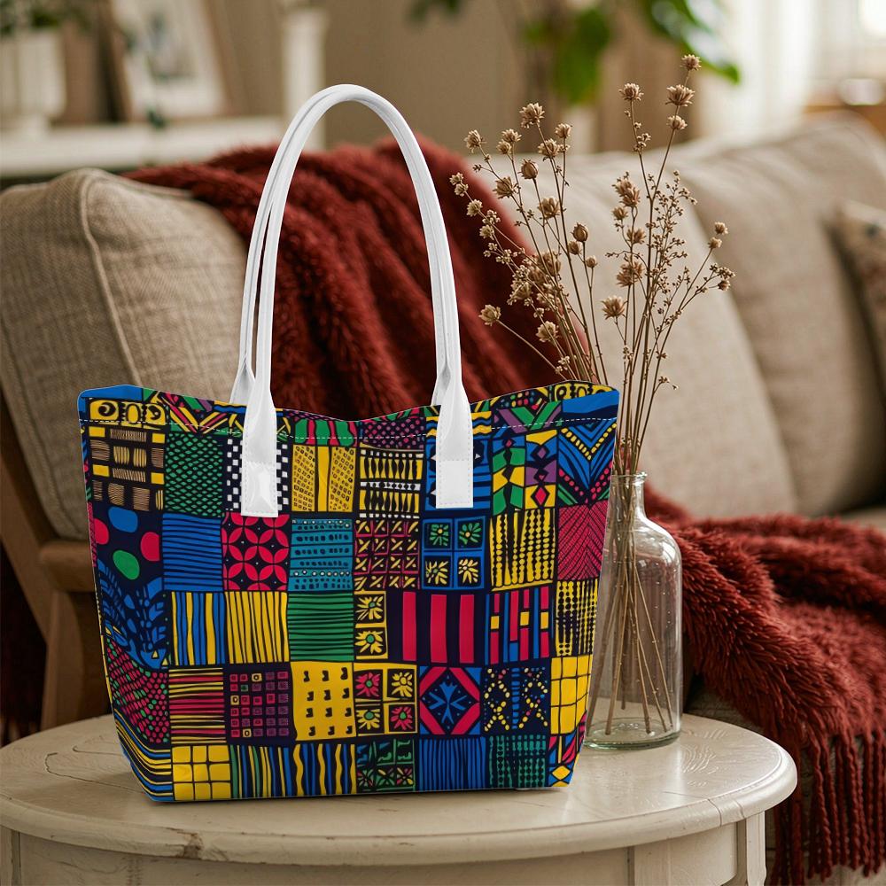 Ethnic Pattern Tote Bag Fashion Casual Portable Large Capacity Daily Use Shoulder Bag