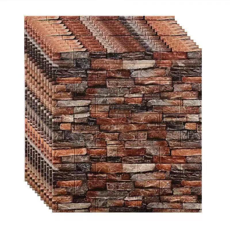 3D Retro Brick Pattern Self-Adhesive Foam Wall Stickers - Waterproof, Moisture-Proof, and Insulating for Hotels and Restaurants