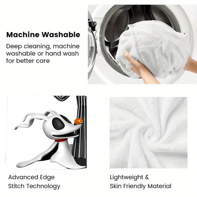 The Nightmare Before Christmas Jack 2D Flat Pattern Flannel Blanket High Quality All Seasons Warmth and Comfort Perfect for Christmas Gifts.