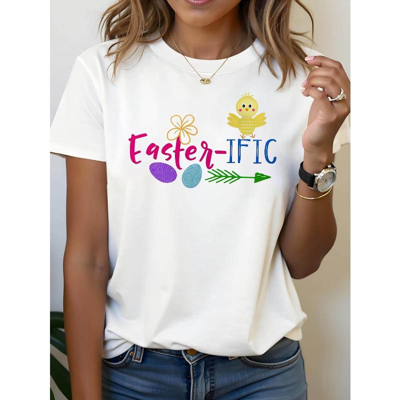 

Women Easterific Cute Yellow Chick Print Pink Purple Blue Casual Tee S белый