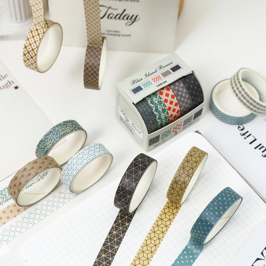 YUBX Abdeckendes Basis-Muster Washi-Tape Retro Geometrisch Dünn DIY Geschenk- und Geschenkdekorations-Tape, 60-teiliges Set, Kollektion, Eleganz, Streifen, Basteln,