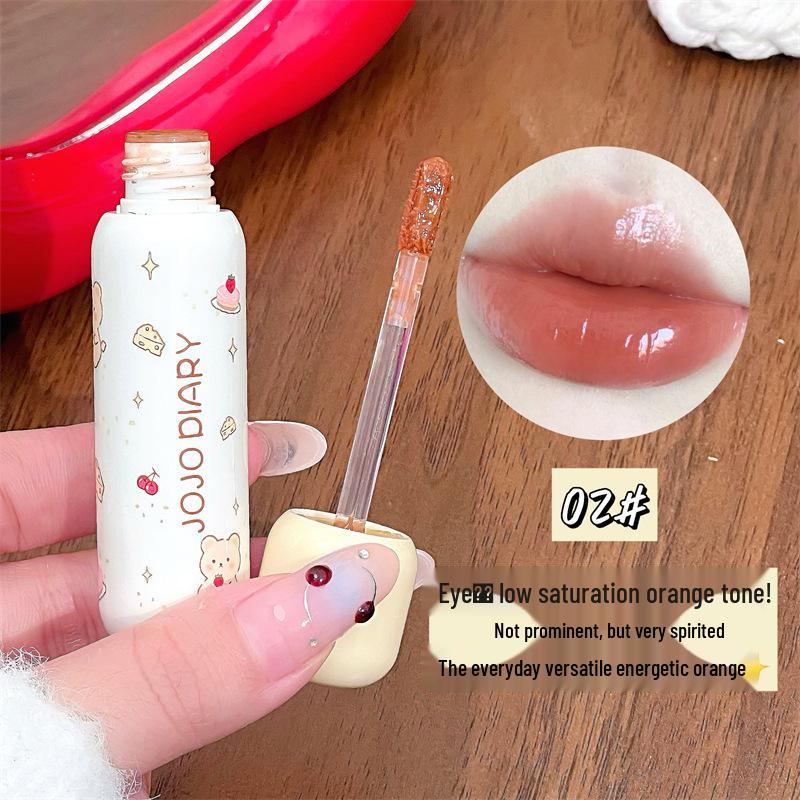 JOJO DIARY Puderquaste Bär Lipgloss: Klarer, praller, niedrig pigmentierter Glanz für natürliche, studentenfreundliche Lippen