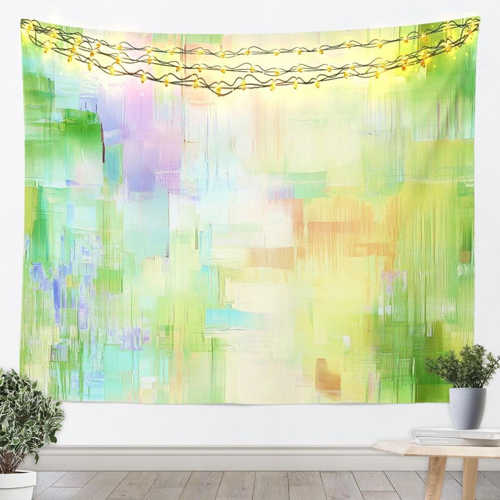 Modern Abstract Wave Tapestry, Layered Curved Pattern Wall Art in Earthy Tones for Bohemian Home & Minimalist Room Decor