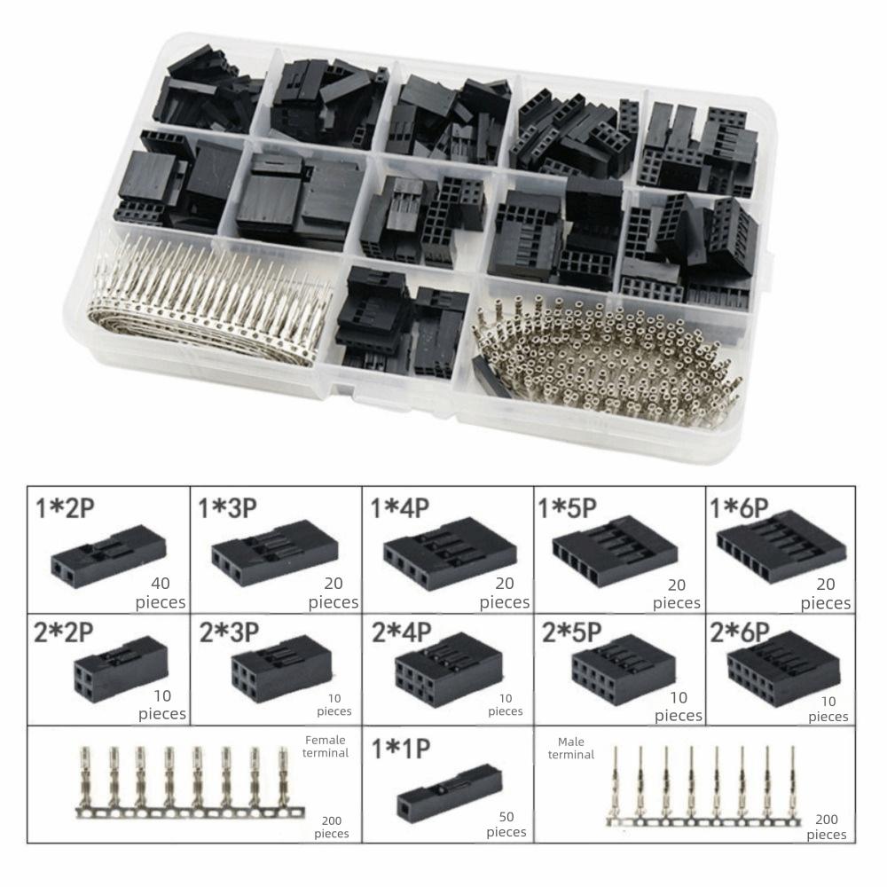 200/620PCS 2.54mm Terminal Connector Female Pin Connector Male Crimp Pins SM Type Connector 1-6P with Box Pin Header Connector