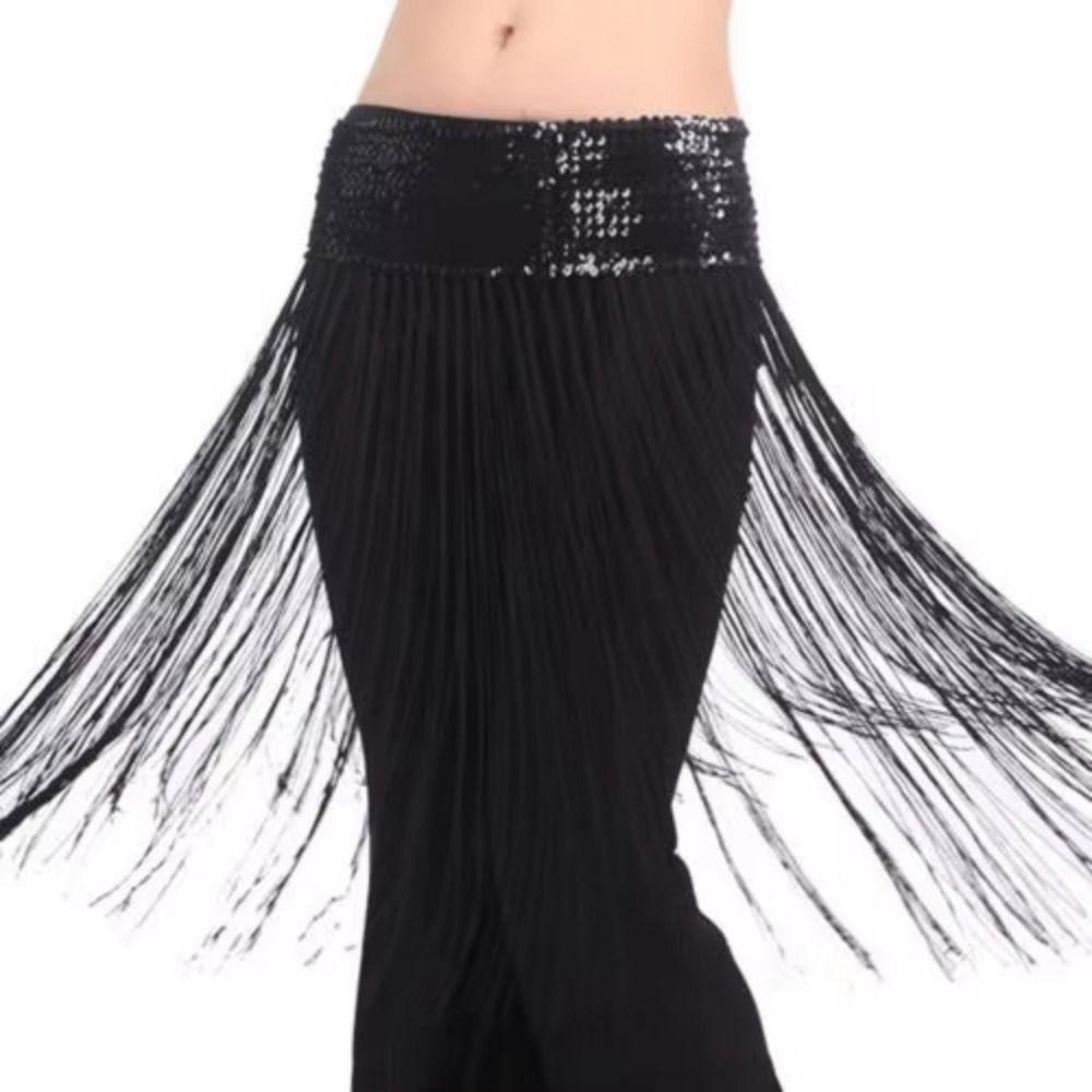 Glitter Sequins Belly Dance Belt Long Tassel Sequin Waist Chain Boho Hip Scarf Skirt  Belly Dancing
