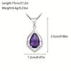 1Pc water drop shape pendant necklace purple artificial diamond pendant men's and women's necklace anniversary gift
