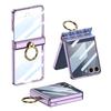 Samsung Z Flip7 Transparent Phone Case with Integrated Ring Buckle and Full-Cover Hinged Hard Shell