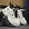 Men's High Top Platform Boots Winter Outdoor Cold Protection Warm Cotton Boots Fashion Rotating Button Mens Versatile Work Boots