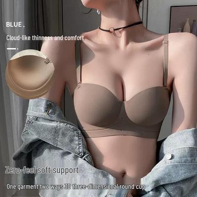 Sutiã Feminino Sem Costura Meia Taça Sem Alças - Sem Aro, Ajustável, Lingerie Sexy com Lindo Design nas Costas