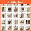 Dachshund Printed 18 Christmas Linen Cushion Cover Sofa Car Decor Pillowcase