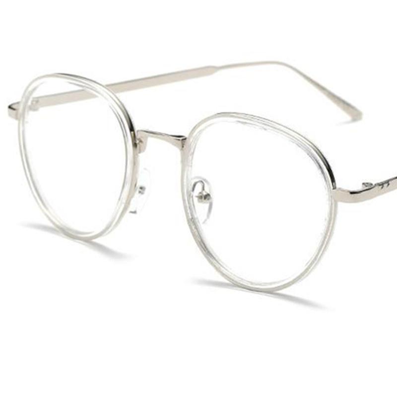 Fashion Optical Glasses Unisex Retro Round Frame Eyeglasses Alloy Temples Spectacles Simplity Clear Lens Eyewear