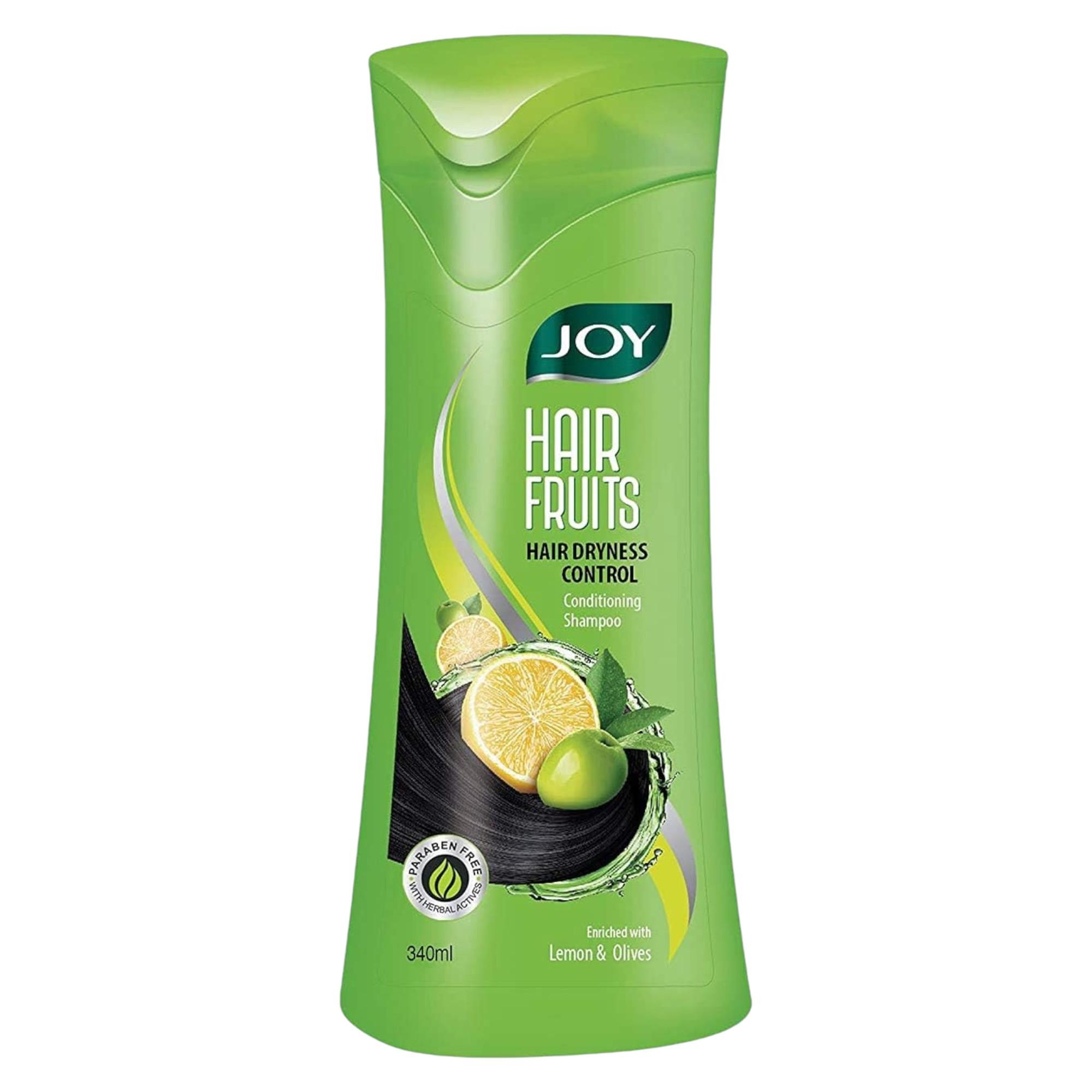 

Joy Hair Fruits Hair Dryness Control Lemon & Olive Conditioning Shampoo Lemon & Olives 340 ml, Moisturizing Hair Care